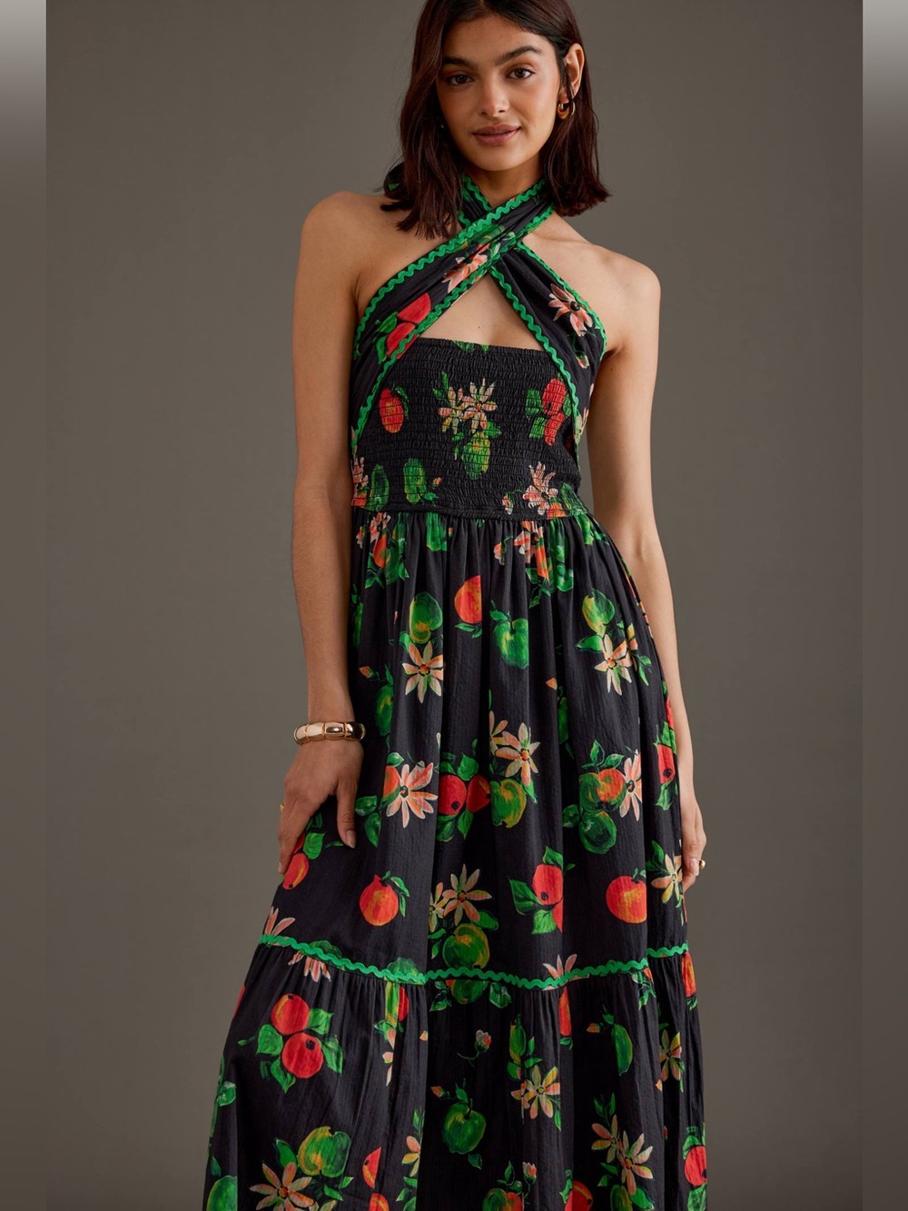 Damson Madder Pia Midi Dress Apple Print Size 8 EUC - Picture 3 of 14